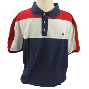 Polo Ralph Lauren Classic Fit Colorblock Polo Shirt Large Red White Blue